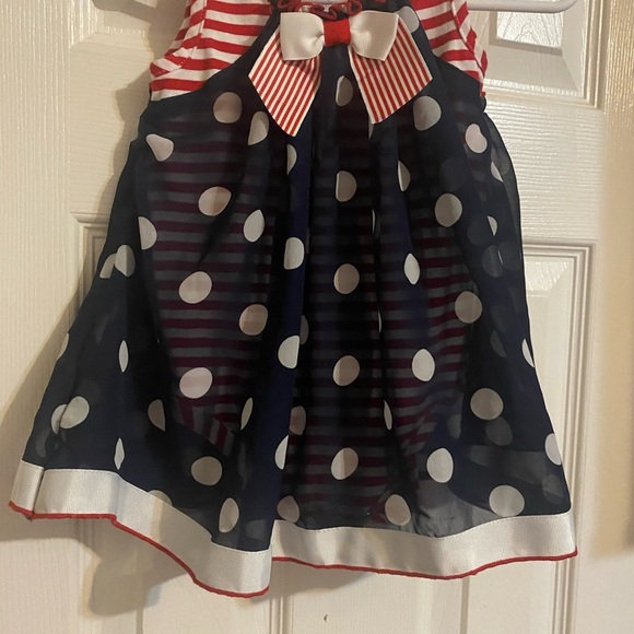 Bonnie Baby Polka Dot Patriotic Chiffon Bubble Romper - Picture 2 of 8